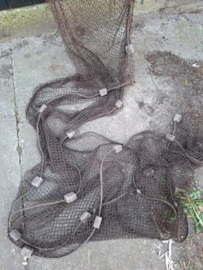 Oud Vintage Katoenen Fuik met Houten Hoepels en Drijvers