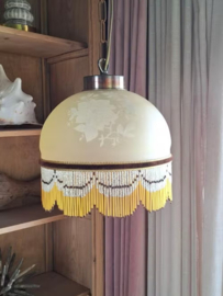 Oud Vintage Franse Hanglampje met Kralen Kralenband