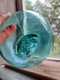 Oude Antiek Vintage Japanse Glazen Visnet Drijver XL Glad