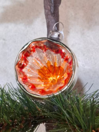 Oude Antiek Vintage Kerstbal 10030 Deukbal Rood