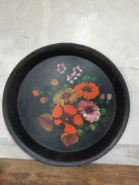 Oud Brocante Vintage Roemeens Dienblad met Bloemen