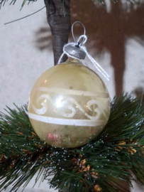 Oude Antiek Vintage Kerstbal 9542 Goud Crme
