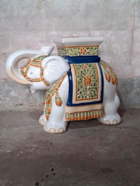 Oude Vintage Keramiek Olifant Bijzettafel Tafel XL