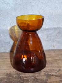 Oud Antiek Hyacintglas Bloembollenglas Honing Bruin