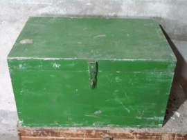 Oude Vintage Houten Kist Koffer Groen