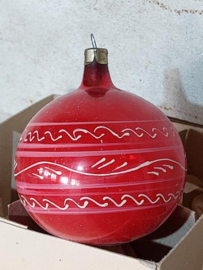 Oude Antiek Vintage Kerstbal 6877 Rood