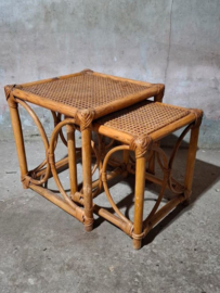 Oude Vintage Bijzettafel Plantentafel Bamboe Manou Midiset