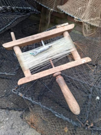 Oude Vintage Houten Hand Vislijn Haspel Zweden met Lijn