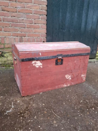 Oude Antieke Houten Kist Dekenkist Hutkoffer Schatkist