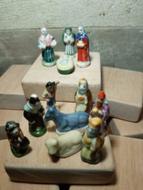 Oude Antiek Porseleinen Kerststal Miniatuur Franse Feves Nativity