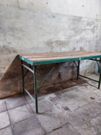 Oude Vintage Metalen Tafel Markttafel Sidetable Groen