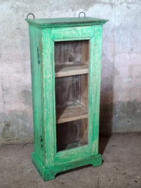 Oude Vintage Wandkastje Hangkastje Vitrine Kastje Ibiza Groen