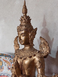 Oude Antieke Bronzen Thaise Boeddha Namaskar Mudra