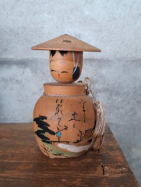 Oude Vintage Japanse Kokeshi Houten Pop Doll Kyoto