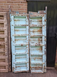 Oude Antieke Indiase Set Dubbele Deuren Poort Blauw