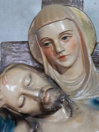 Oude Brocante Antiek  Maria Jezus Buste- Gipsen Beeld