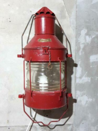 Oude Antieke Scheepslamp Scheepsantiek Mastlamp NMV Lamp Rood