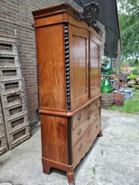 Oude Antieke Biedermeier Kabinet Kast Kuifkast