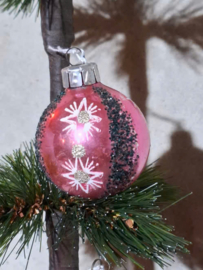 Oude Antiek Vintage Kerstbal 10430 Roze