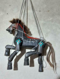 Oude Brocante Houten Marionette Paard