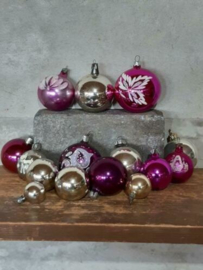 Oude Vintage Kerstballen 7756 Set Paars