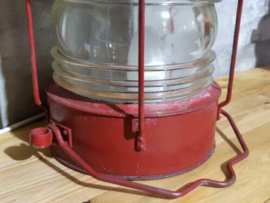 Oude Antieke Scheepslamp Scheepsantiek Mastlamp NMV Lamp Rood