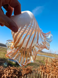 Oude Vintage Glazen Lampenkapje Geschulpt Zalm Hanglamp