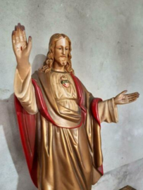 Oud Antiek Heiligenbeeld Jezus Beeld Heilig Hart