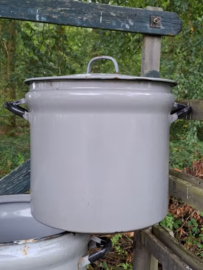 Oude Brocante Emaille Emmer Wasaker Bloempot