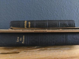 Oude Antieke Set Leren Bijbels Religieuze Boeken