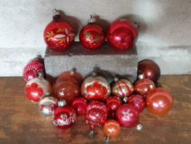 Oude Vintage Kerstballen Set 7757 Rood