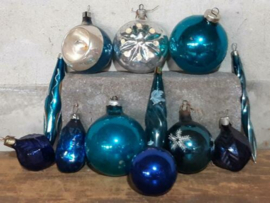 Oude Vintage Kerstballen 7943 Set Blauw