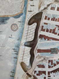 Oude Antieke Brocante Prent in Lijst Egmond aan Zee 1668