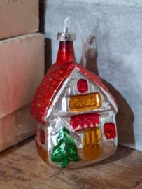 Oude Antiek Vintage Kerstbal 8316 Huisje Kerstboom