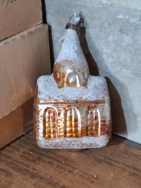 Oude Antiek Vintage Kerstbal 8212 Kerkje