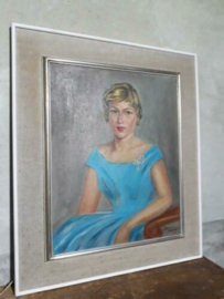 Oud Vintage Portret Schilderij Olieverf op Linnen