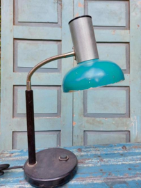 Oude Vintage Industriele Lamp Bureaulamp Turquoise