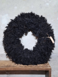 Stoere Wollenkrans Alpaca Krans Zwart