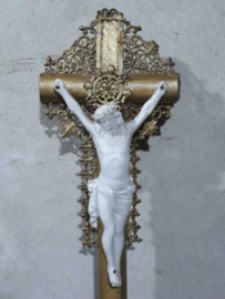 Oude Antieke Crucifix Kruisbeeld Jezus Biscuit Filligrain