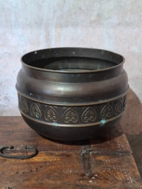 Oude Vintage Messing Bloempot Brass Planter