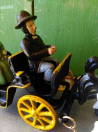 Oude Antieke Set Gietijzeren Speelgoed Hubley Kenton Amish Koets Western