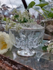 Oude Brocante Engelse Pique Fleur Flowerbowl Bloemensteker Kristal