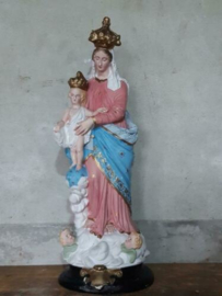 Oude Antiek Maria des Victoires Beeld Mariabeeld Roze Blauw