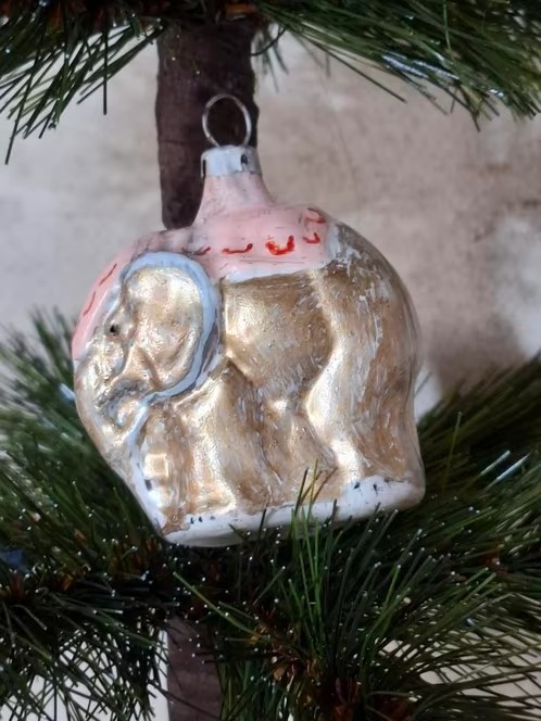 Oude Vintage Kerstbal 8988 Olifant