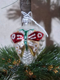 Oude Antiek Vintage Kerstbal 10403 Vlinder Bloem
