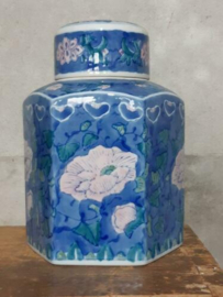 Oude Vintage Chinese Gemberpot XL Blauw Camelia