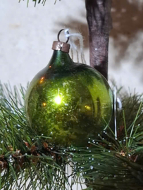 Oude Antiek Vintage Kerstbal 10208 Donkergroen