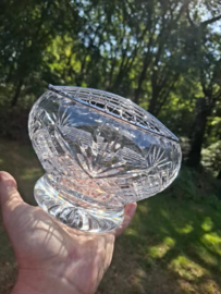 Oude Vintage Engelse Pique Fleur Flowerbowl Bloemensteker Kristal