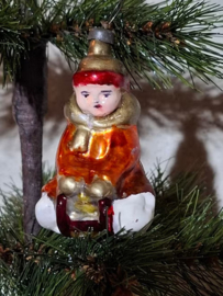 Oude Antieke Vintage Kerstbal 10092 USSR Jongen op Slee