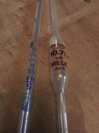 Oude Brocante Set Scheikundig Glaswerk Thermometers
